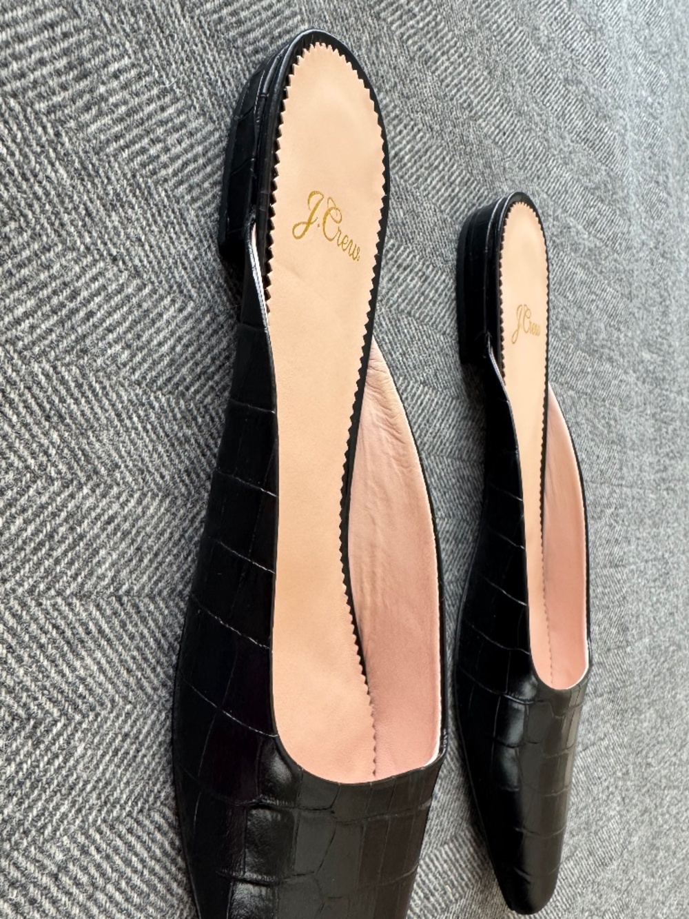 NWT, JCREW, CROC EMBOSSED LEATHER SIMPLE MULE FLAT - Picture 8 of 10